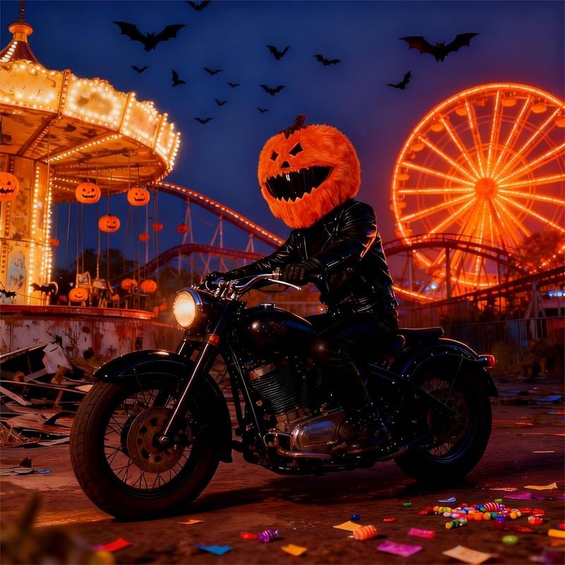 MXJ Gear Motorcycle Helmet Cover, Funny Cartoon Plush Helmet Protection, Halloween Pumpkin Helmet Cover,Halloween Motorcycle Helmet Accessories for Full Helmet - Image 3